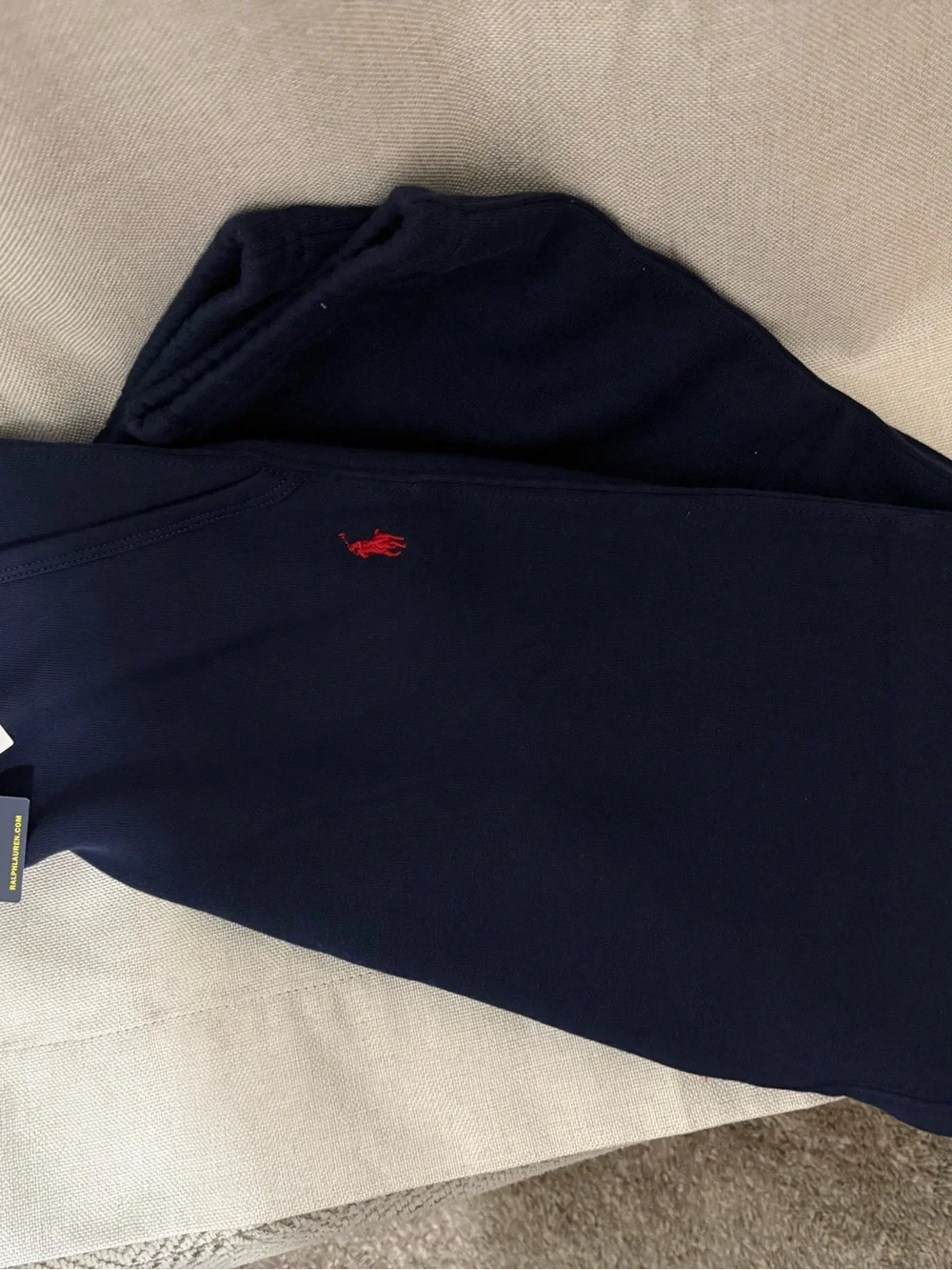 Ralph Lauren Navy Sweat Joggers with Red Polo Emblem